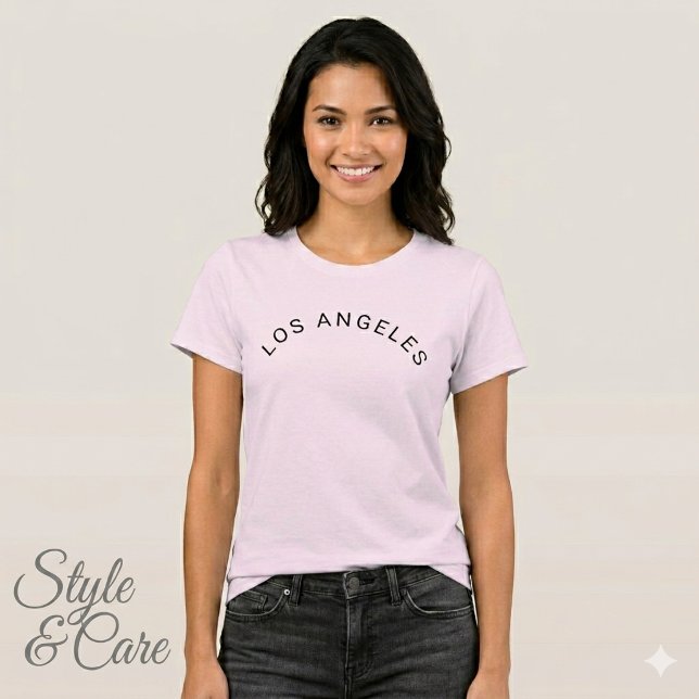 Camiseta Los Angeles Texto Marca Rosa Pálido Ajust (Los Angeles Text Mark Pale Pink Comfortable Fit T-Shirt)