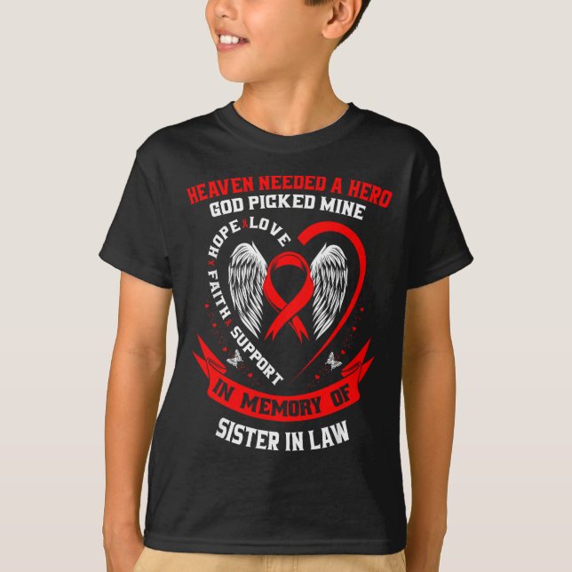 Camiseta Loss Of Loved One Sister In Law Heart Disease Awar (Frente)