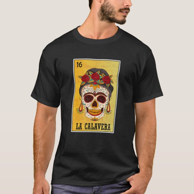 Camiseta Loteria Mexicana La Calavera, Crânio De Garota (Frente)