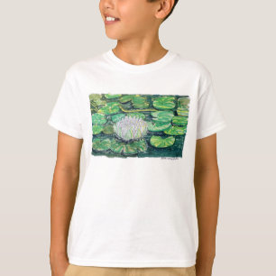 Camiseta Lótus Branco e Folhas de Lótus