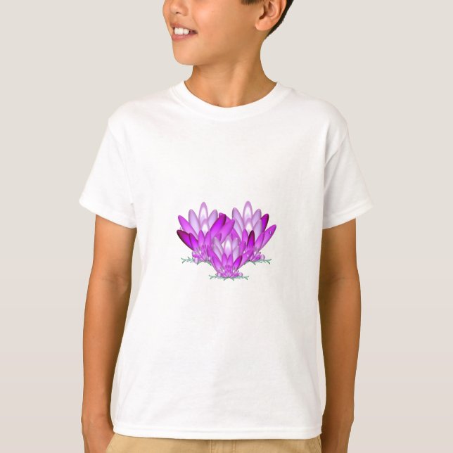 Camiseta Lotus floresce rosa sobre fundo verde marinho (Frente)