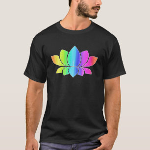 Camiseta Lotus Flower Rainbow Yoga Namaste Medalha Mulheres