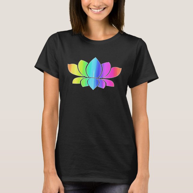 Camiseta Lotus Flower Rainbow Yoga Namaste Meditation Women (Frente)