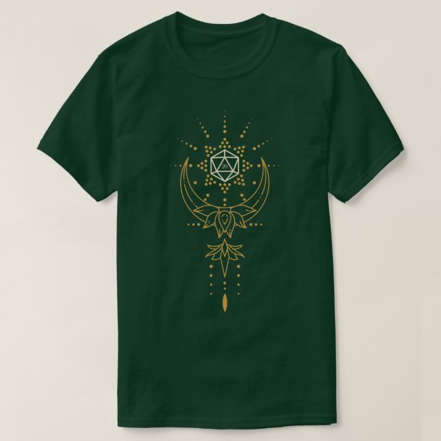 Camiseta Lótus Polidedral D20 Geometria Sagrada (Frente do Design)