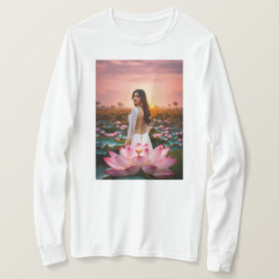 Camiseta Lotus Radiance: Um Balé brilhante de rosa e go