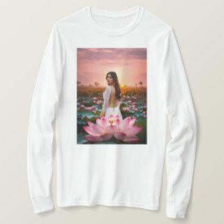 Camiseta Lotus Radiance: Um Balé brilhante de rosa e go