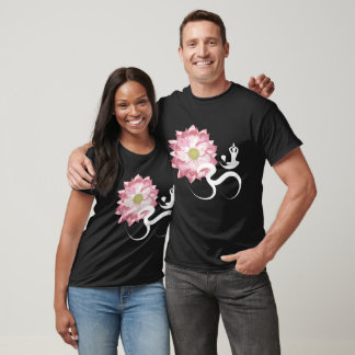 Camiseta Lótus Rosa Flor Yoga & Zen Calliografia Om Aum