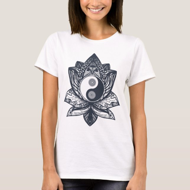 Camiseta Lotus Yin Yang T-shirt, Women Yoga (Frente)