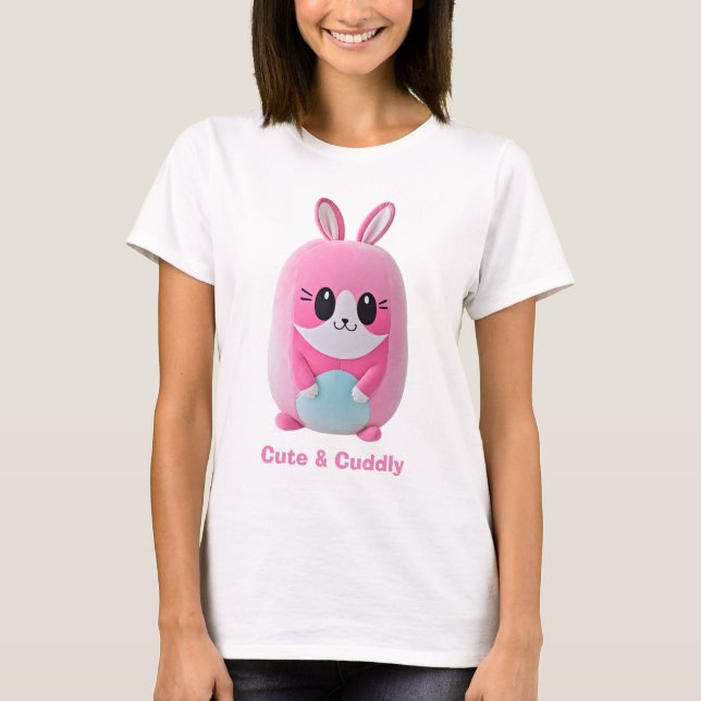 Camiseta "Lou Lou". Uma criatura rosa, fofinho. (Frente)