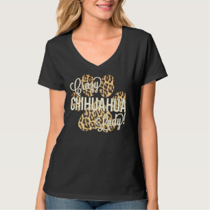 Camiseta Louca Chihuahua Lady Leopard Impressão de Caneta d