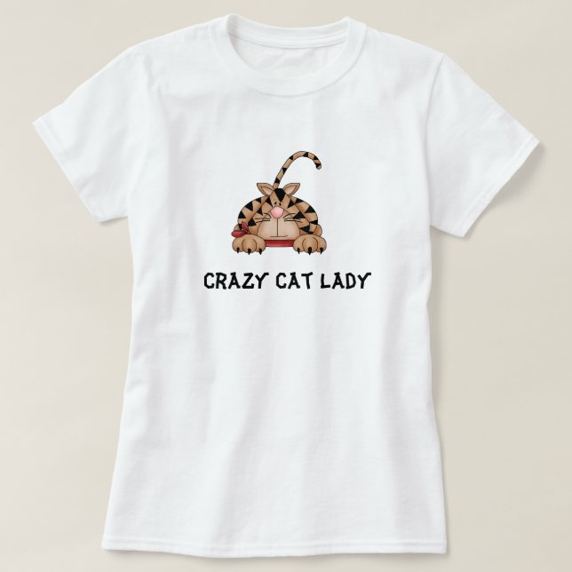 Camiseta louca da senhora do gato (Frente do Design)
