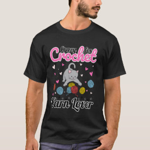 Camiseta Louco por Crochê Amante de Fio - Gato Fofo Tricô