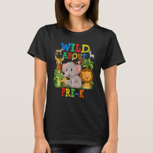 Camiseta Louco por Pré K Animais Safari Selva Volta às Aula