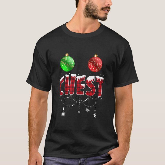 Camiseta Loucos de peito Casal de Natal Correspondente  (Frente)