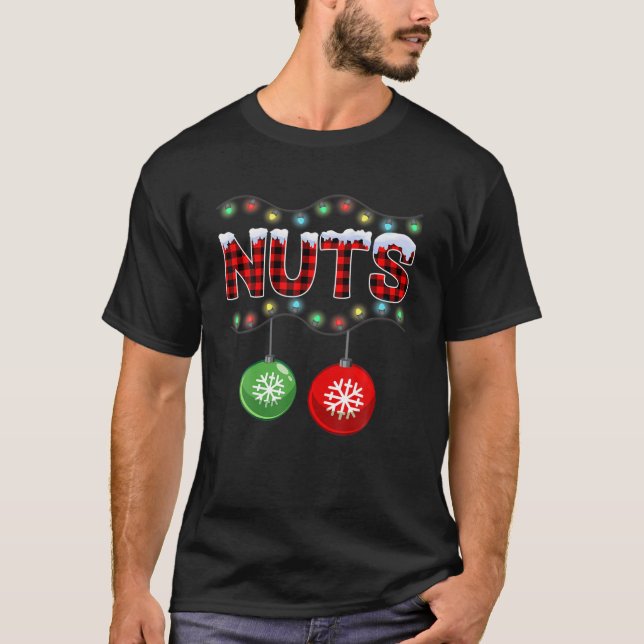 Camiseta Loucos de tórax Luzes de Natal Correspondentes ao  (Frente)
