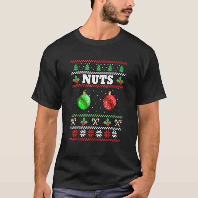 Camiseta Loucos do tórax Casal de pijamas de Natal (Frente)