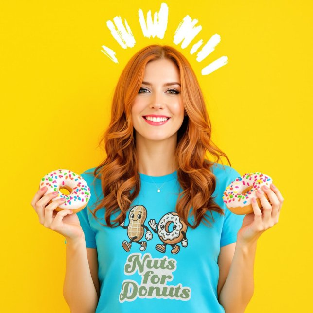 Camiseta Loucos para o Rosquinha Retro Punny Gift para o Ro (Nuts for Donuts Retro Punny Gift for Donut Lover T-Shirt.)