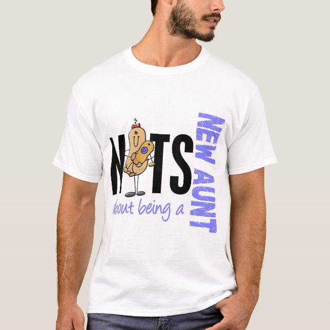 Camiseta Loucos sobre ser uma tia nova 1 azul (Frente)