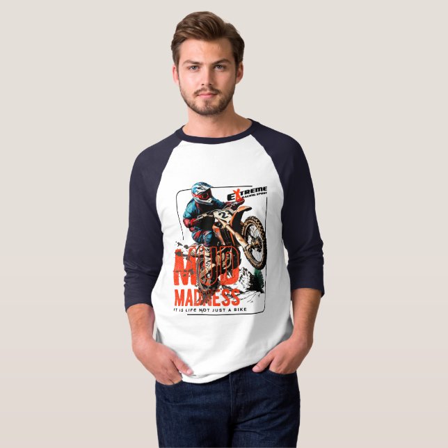 Camiseta Loucura | Raglan Capa 3/4 de uso masculino (Frente Completa)