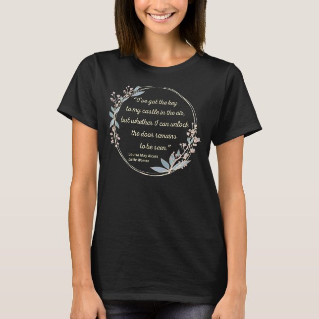Camiseta Louisa May Alcott Cotação Jo March Key My Castle L (Frente)