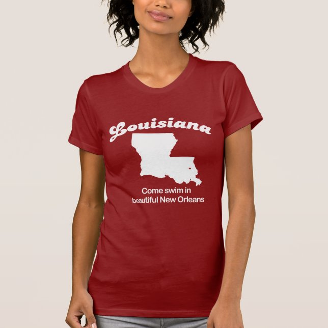 Camiseta Louisiana - natação vinda Nova Orleães bonita (Frente)