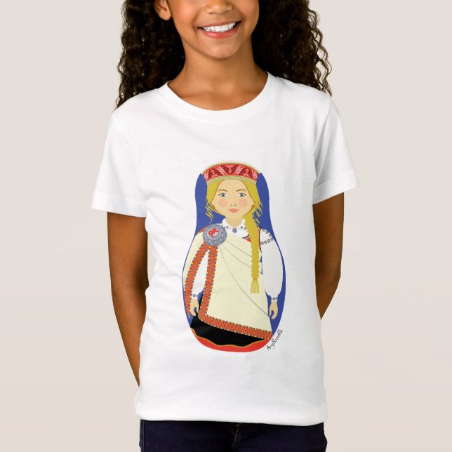 Camiseta Loura Letã Matryoshka Girls (Frente)