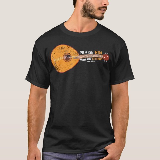 Camiseta Louvado Com As Cordas Salm 1504 Mandolin (Frente)