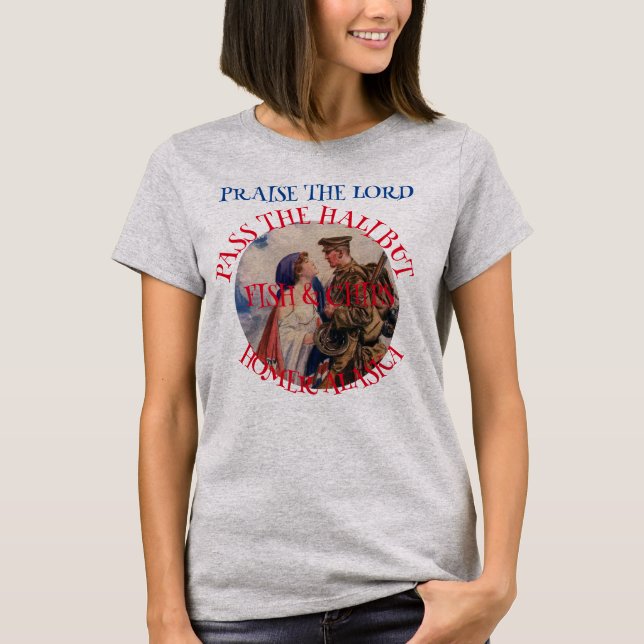 Camiseta Louvado seja o Senhor a Passar o Sobremesa Peixe e (Frente)