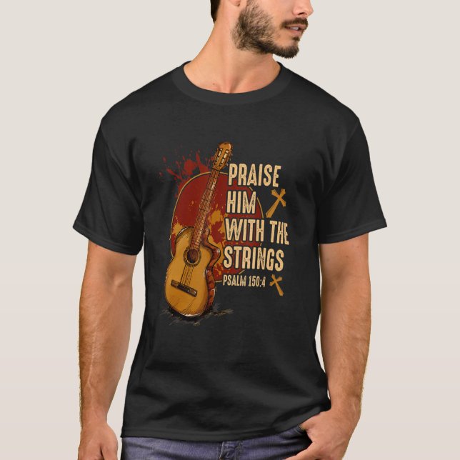 Camiseta Louve-O Com As Cordas Da Violão Acústica De Jesus (Frente)
