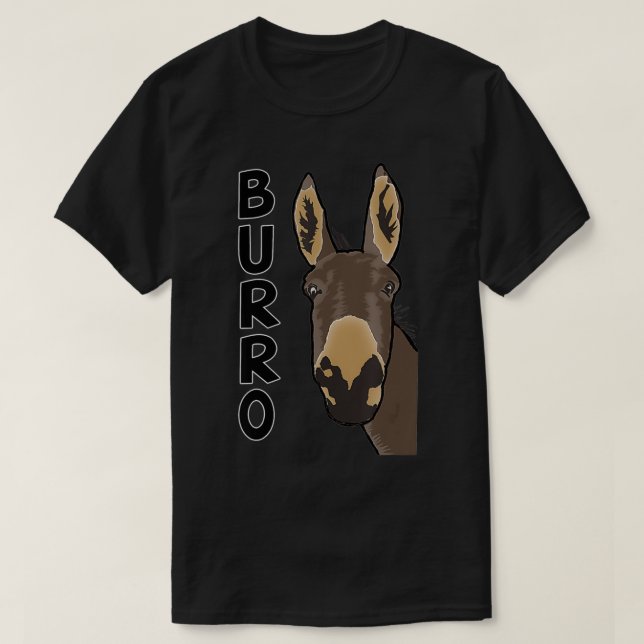 Camiseta Lovable Funny Face Furry Burro Farm Animal Portrai (Frente do Design)