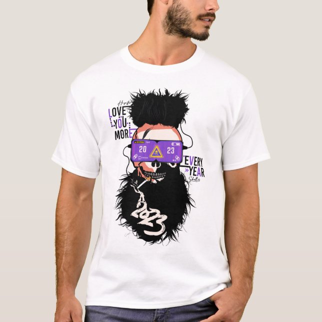 Camiseta love 2023 Tete de mort punk hipster skull lunette  (Frente)