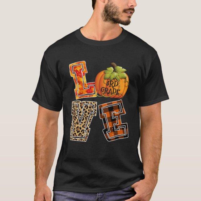 Camiseta Love 3rd Grade Leopard Happy Fall Y all Autumn Tea (Frente)