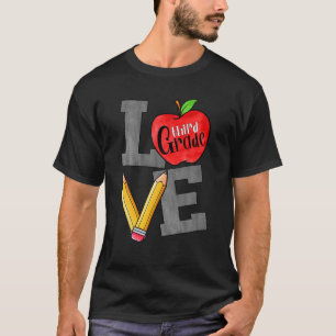 Camiseta Love 3Rd Graus Elementar School 3Rd Grau Apple P