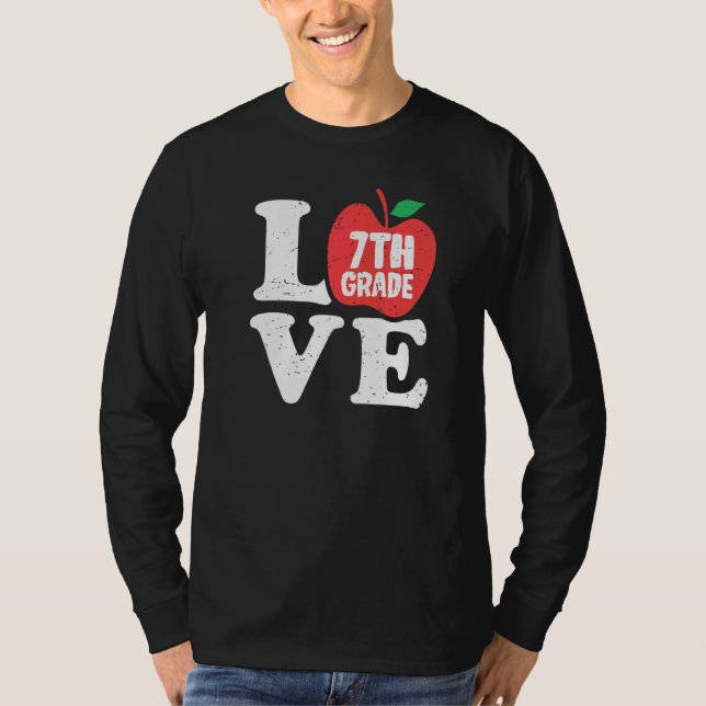 Camiseta Love 7th Grade Apple Seventh Grader Student School (Frente)