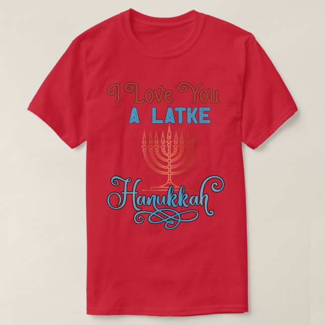Camiseta Love A Latke Hanukkah Menorah Nine Candles Funny P (Frente do Design)