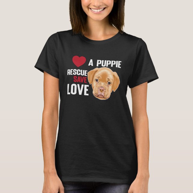 Camiseta Love A Puppie Rescue Save Love  Women Men Kids (Frente)