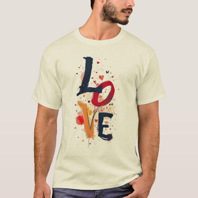 Camiseta LOVE Abstract Paint Typography T-Shirt – Artistic  (Frente)