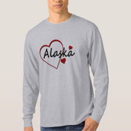 Camiseta Love Alaska Hearts Mens Long Sleeve T-shirt