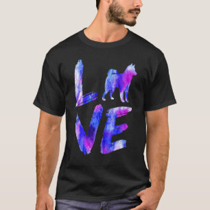 Camiseta Love Alaskan Klee Kai Watercolor Blue Dog Mãe Pai