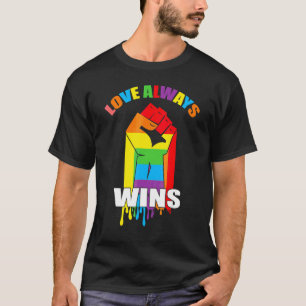 Camiseta Love Always Win Lgbt Rainbow Flag Gay Lésbica Bise
