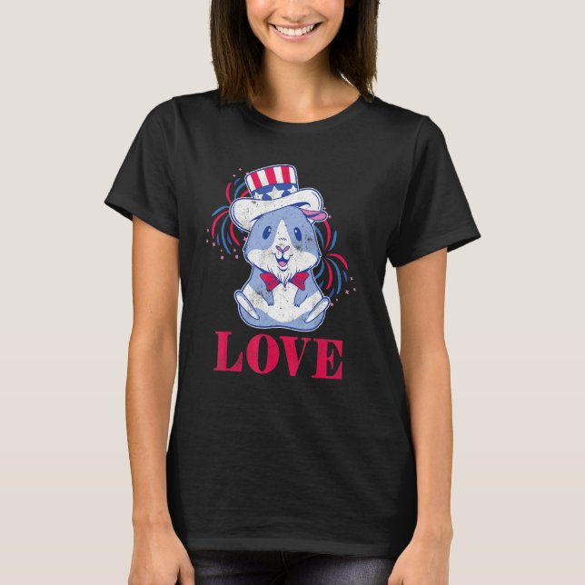 Camiseta Love America American Guiné Hamster Pig Usa 4º O (Frente)