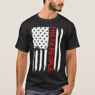 Camiseta Love America I Odeio Pessoas Engraçadas EUA Flag G