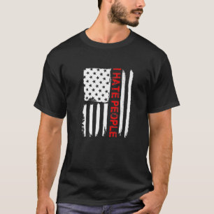 Camiseta Love America I Odeio Pessoas T Funny USA Flag