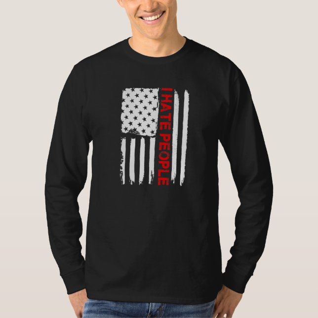Camiseta Love America I Odeio Pessoas Usa Flag Tee (Frente)