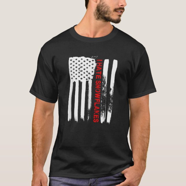 Camiseta Love America I Odeio Snowflakes Engraçado USA Flag (Frente)
