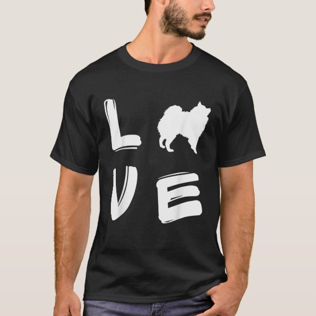 Camiseta Love American Eskimo Dog Eskie (Frente)