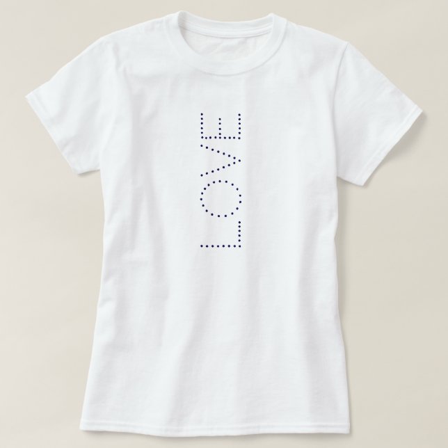 Camiseta Love Amour Night Blue Chic Typografia Personalizáv (Frente do Design)