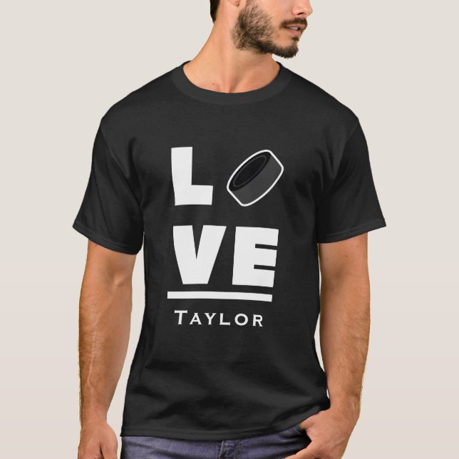 Camiseta Love And Live Ice Hockey Sports Fan Custom Name (Frente)
