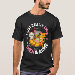 Camiseta Love Anime and Ramen Japan Noodles Neko Kawaii