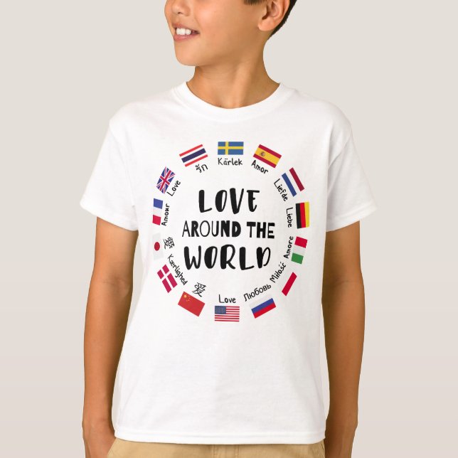 Camiseta Love Around the World Languages  (Frente)